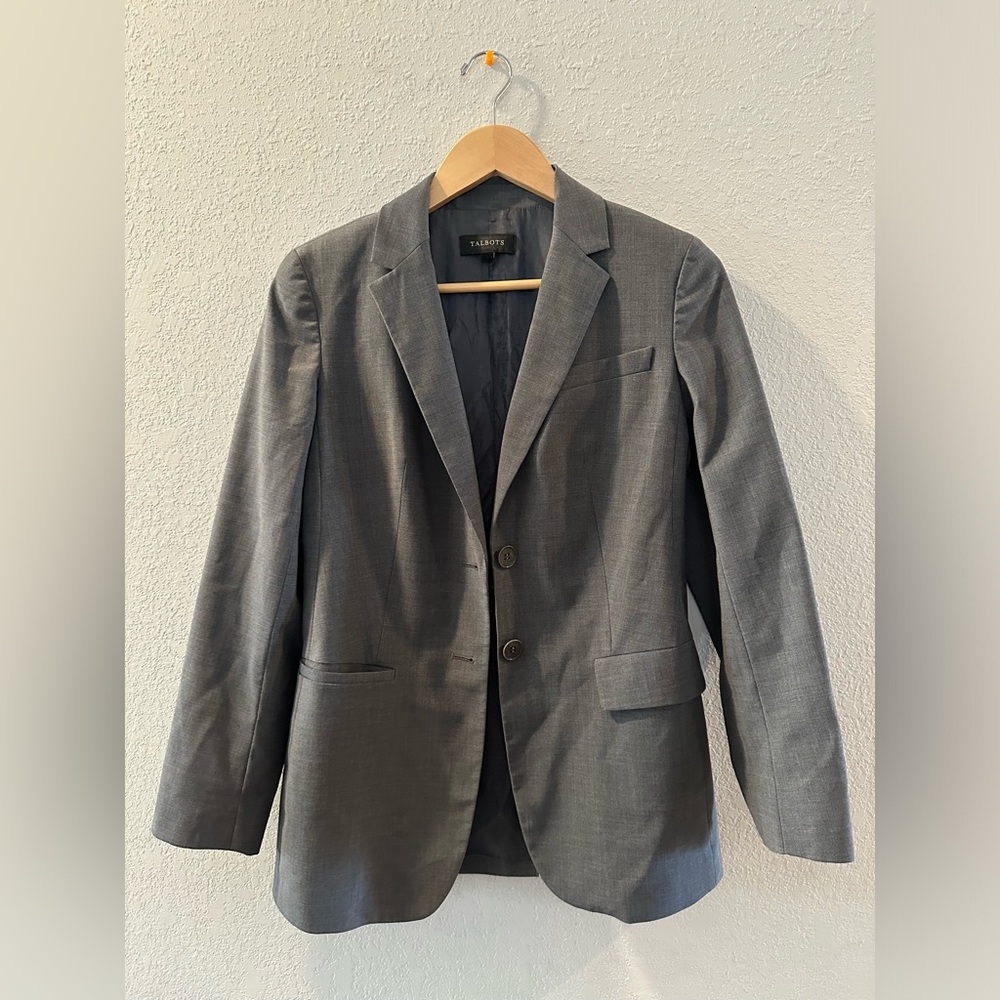 Talbots Women's Blazer Suit Jacket Two Button Grey Size 4